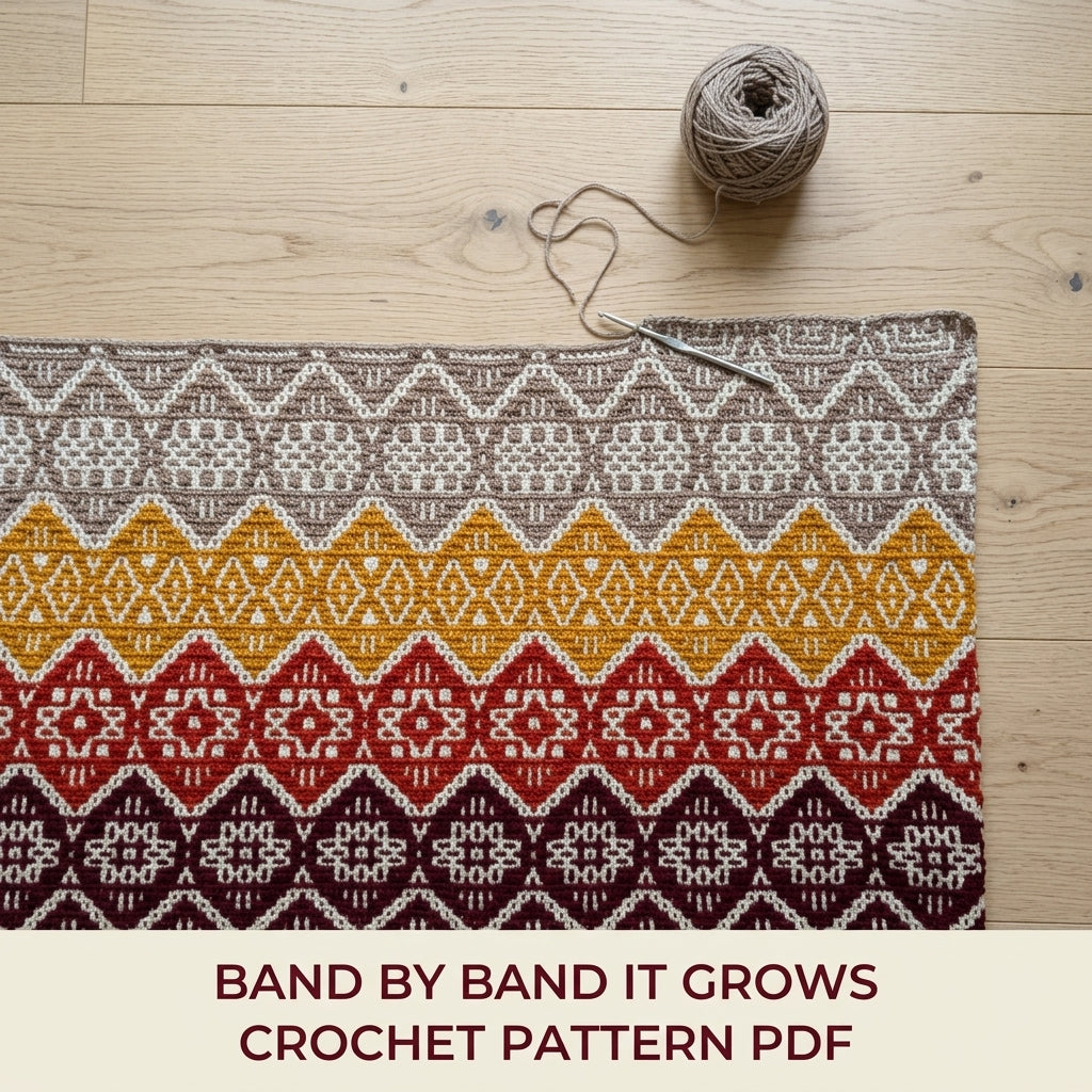 Gradient Mosaic Diamond Blanket Crochet Pattern PDF – Colour Band Mosaic Throw