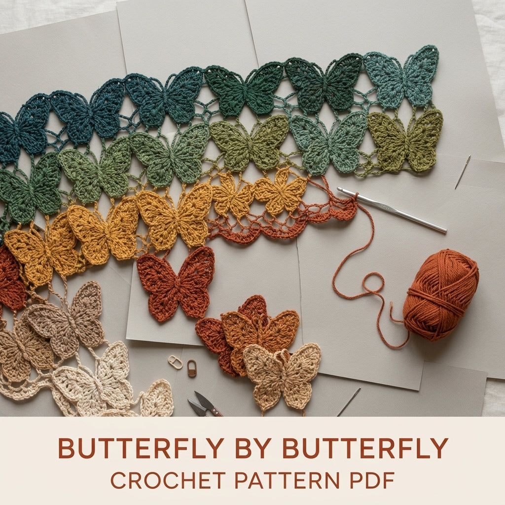Autumn Butterfly Wrap Crochet Pattern PDF – Ombré Joined Butterfly Shawl