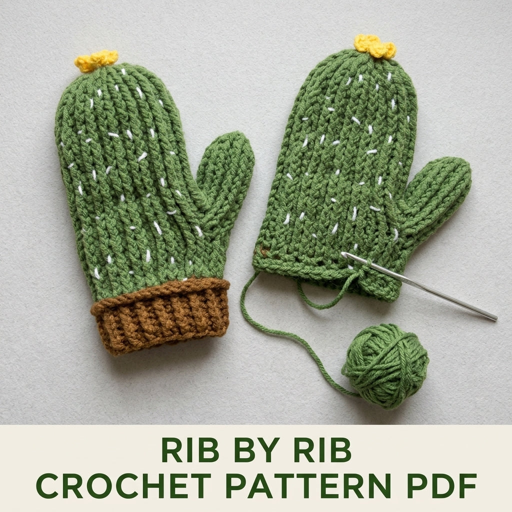 Cactus Mittens Crochet Pattern PDF – Chunky Winter Mittens