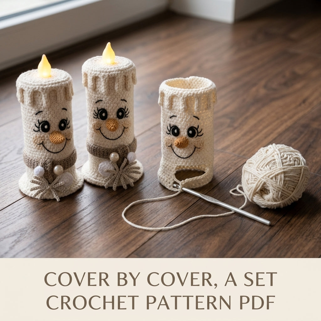 Snowman Candle Cozy Set Crochet Pattern PDF – LED Candle Covers