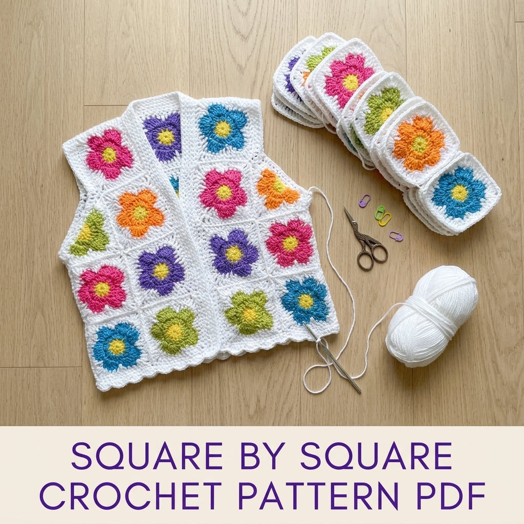 Flower Granny Square Cardigan Crochet Pattern PDF – Women's Granny Square Sweater