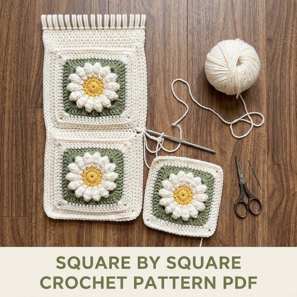 Daisy Granny Pocket Wall Hanging Crochet Pattern PDF – Entryway Organizer