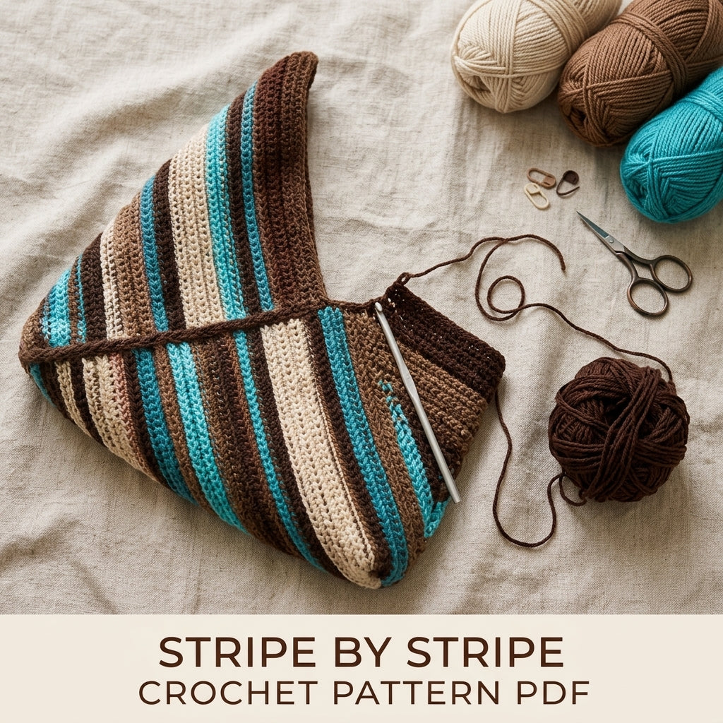 Diagonal Stripe Hobo Bag Crochet Pattern PDF – Diagonal Stripe Shoulder Bag