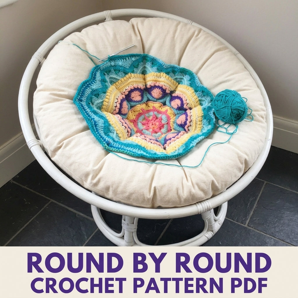 Mandala Papasan Cushion Crochet Pattern PDF – Round Chair Cover