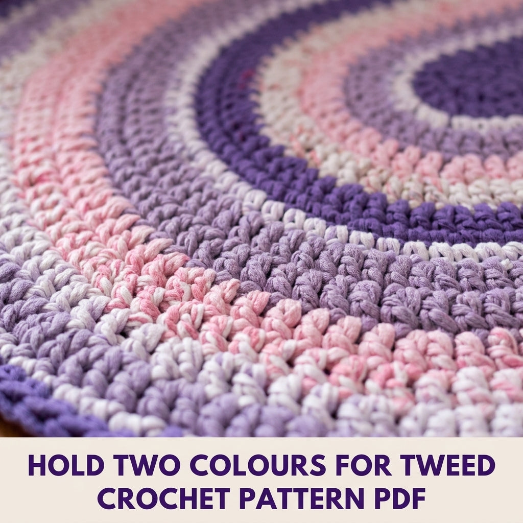 Lilac Oval Stripe Rug Crochet Pattern PDF – Purple T-Shirt Yarn Rug