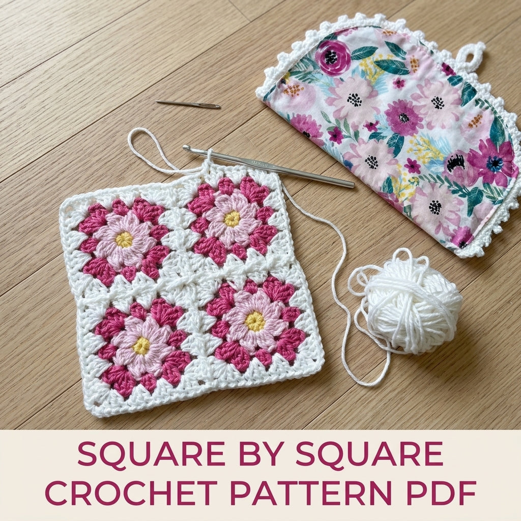 Flower Granny Pocket Pot Holder Crochet Pattern PDF – Kitchen Gift