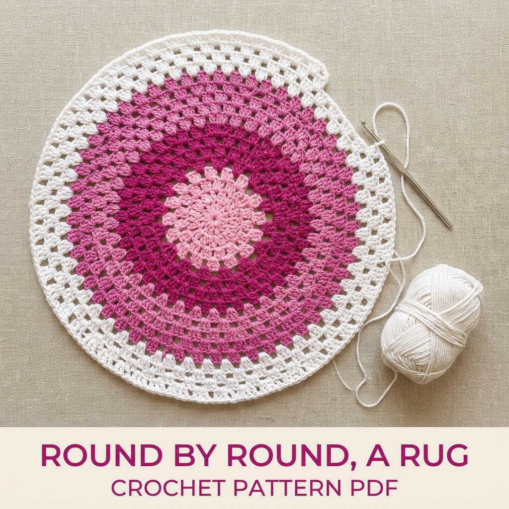 Pink Granny Round Rug Crochet Pattern PDF – Easy Round Granny Rug