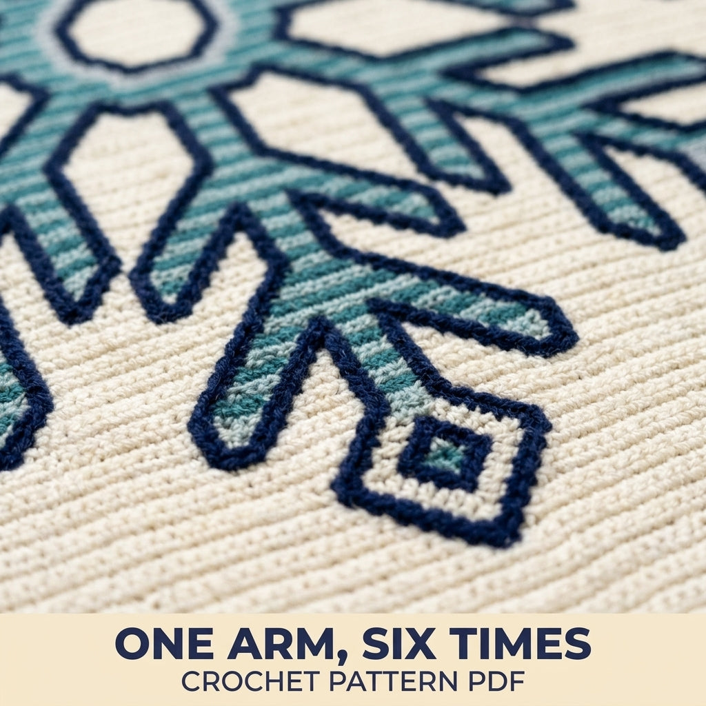 Snowflake Tapestry Crochet Blanket Pattern PDF – Winter Throw in Teal and Navy