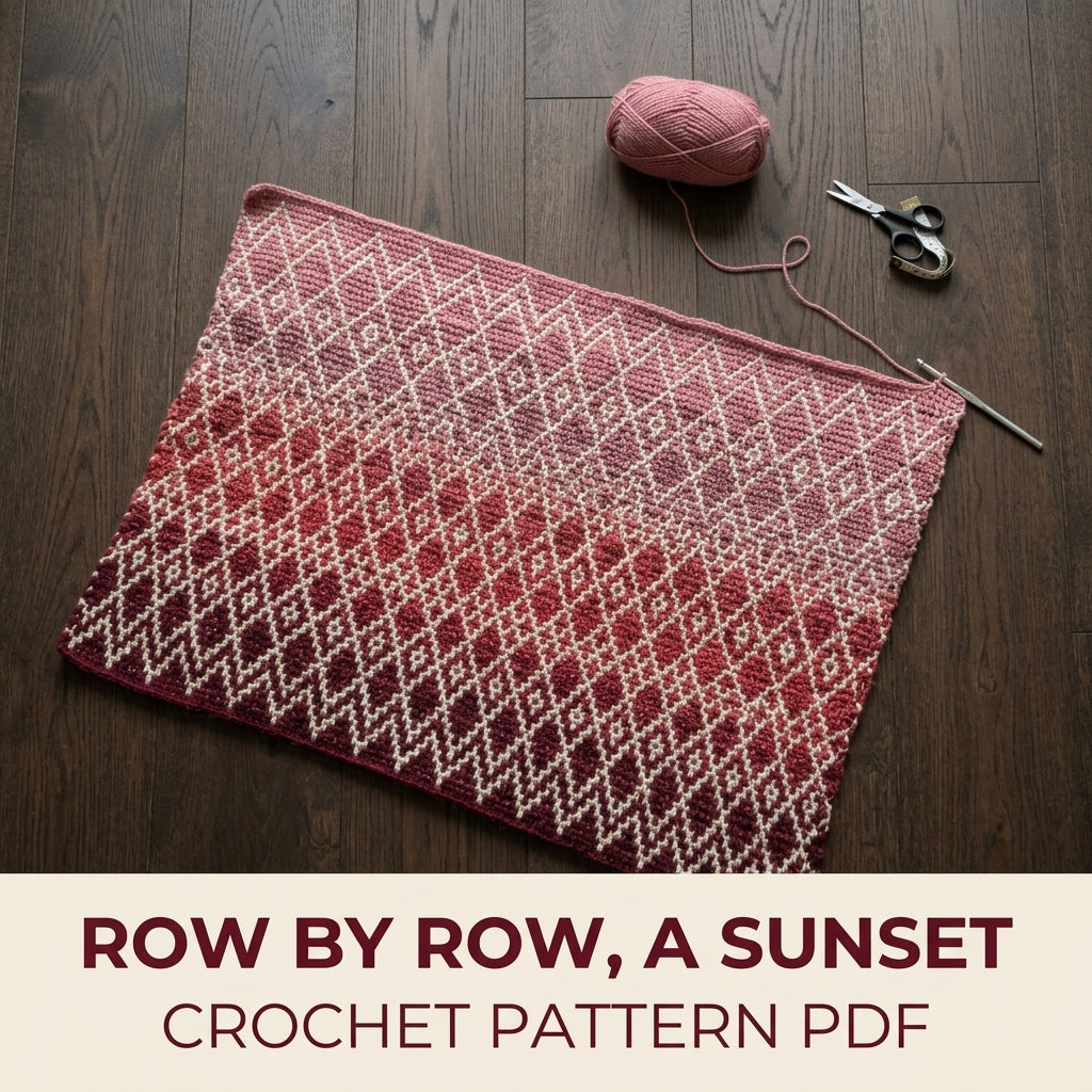 Sunset Mosaic Diamond Throw Crochet Pattern PDF – Gradient Mosaic Blanket