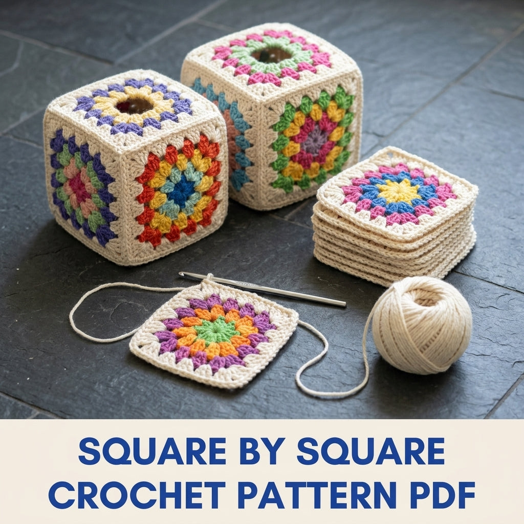 Granny Square Tissue Box Cover Crochet Pattern PDF – Cube Tissue Cover