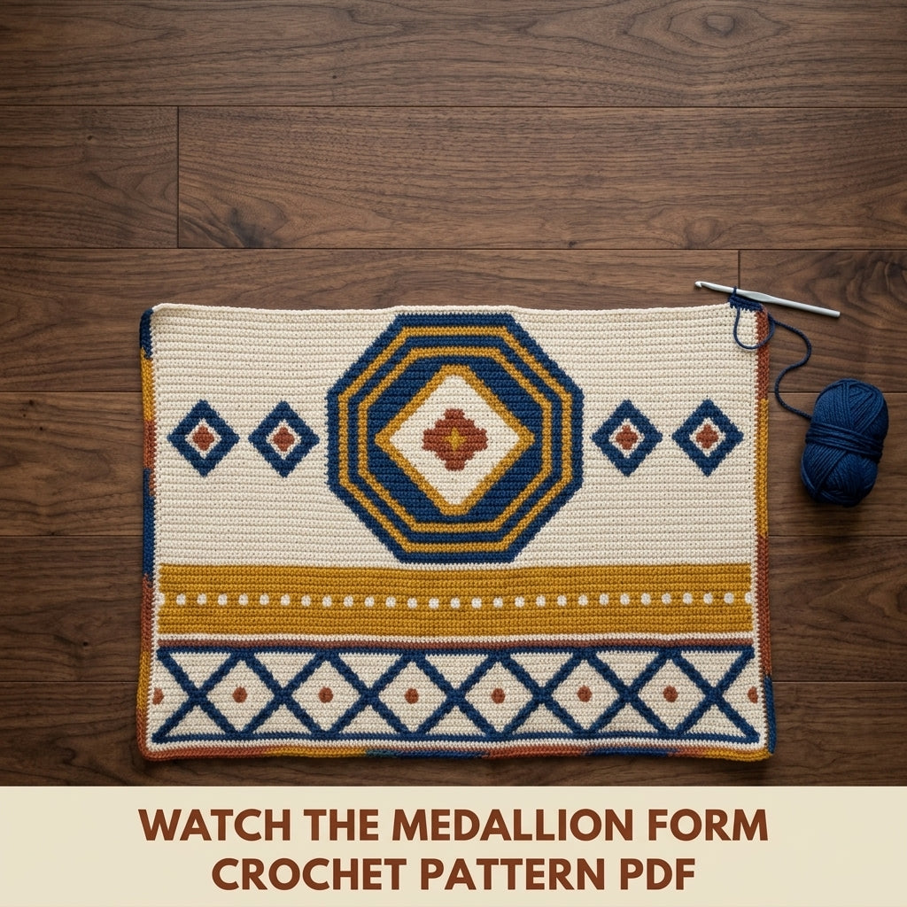 Medallion Tapestry Crochet Pattern PDF – Geometric Crochet Wall Decor