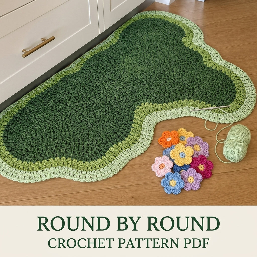 Flower Meadow Rug Crochet Pattern PDF – Cloud Shaped Floor Rug