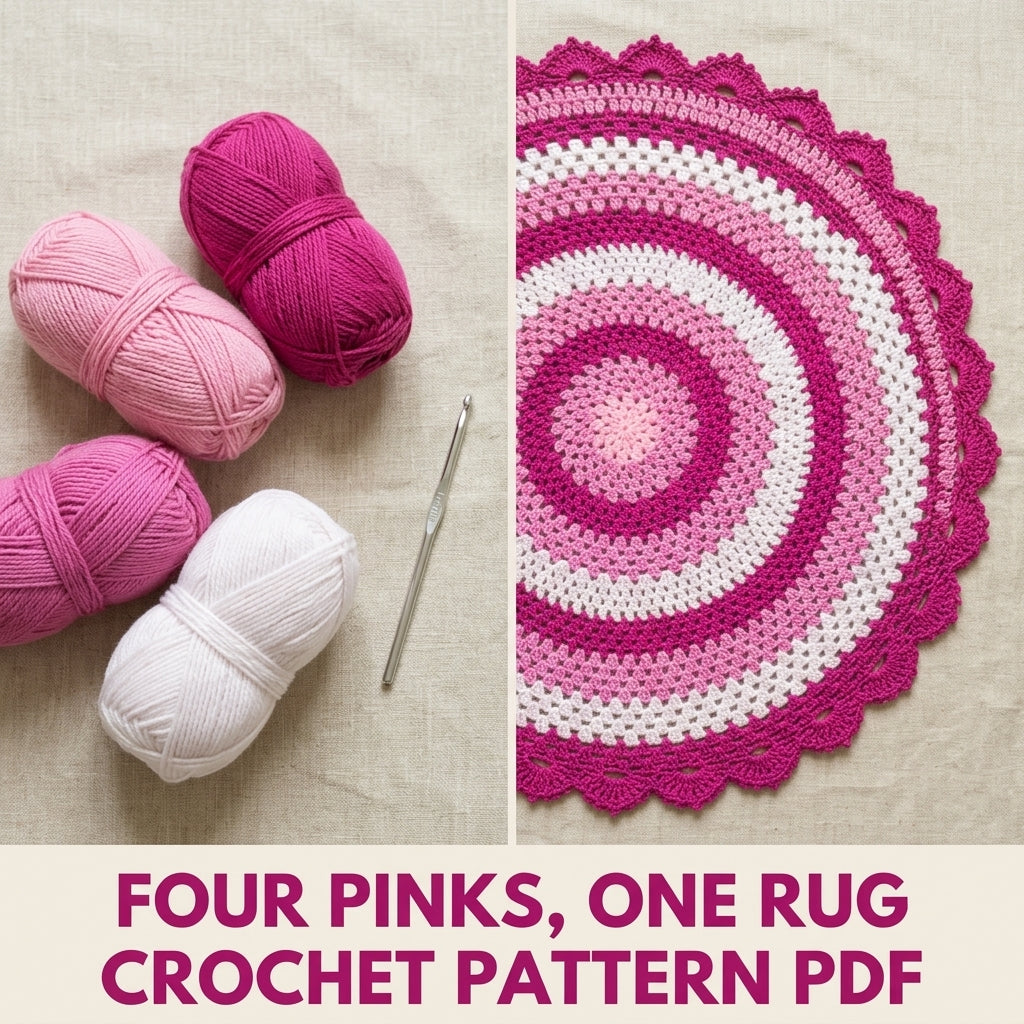 Pink Granny Round Rug Crochet Pattern PDF – Easy Round Granny Rug
