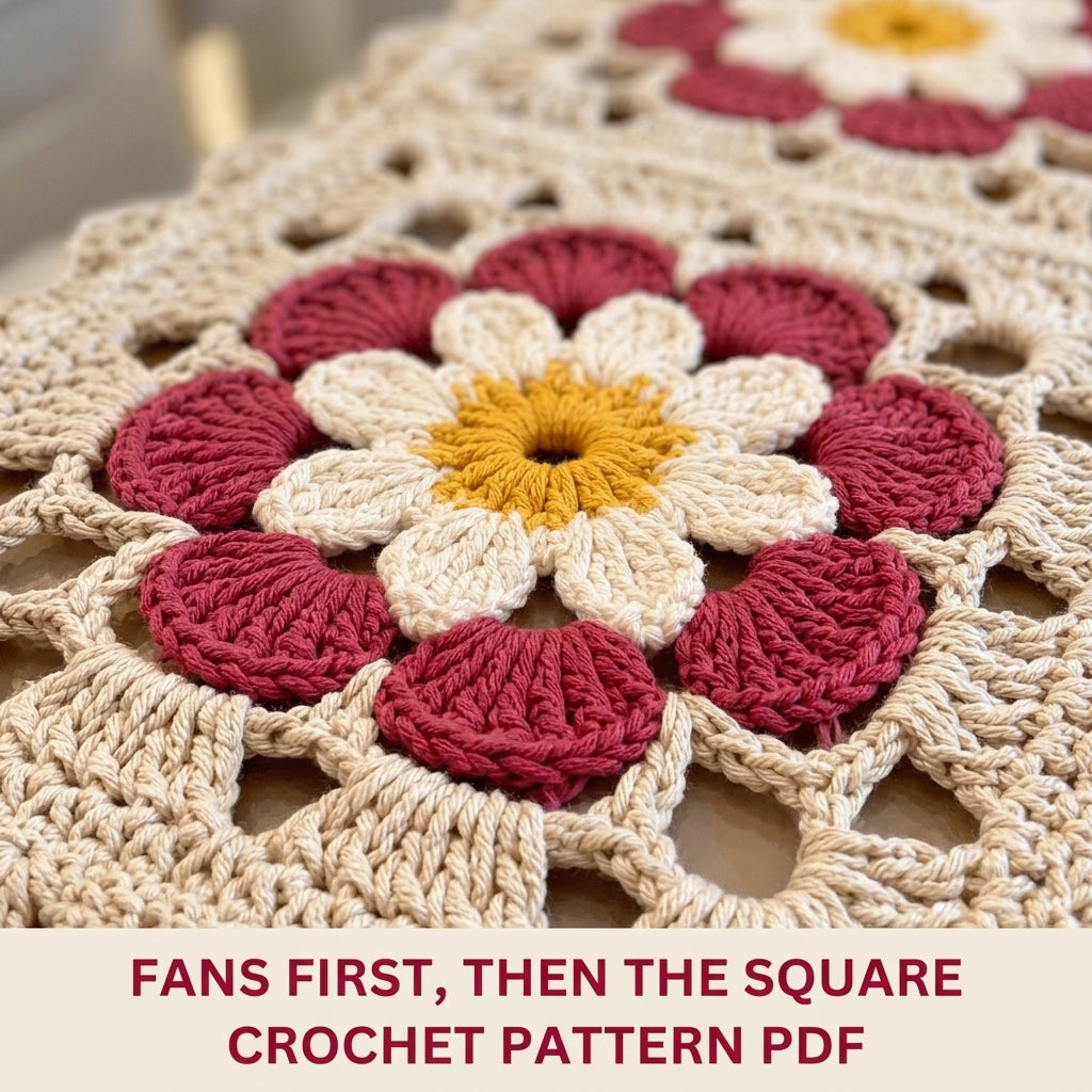 Raspberry Daisy Lace Table Runner Crochet Pattern PDF – Chunky Cord Runner