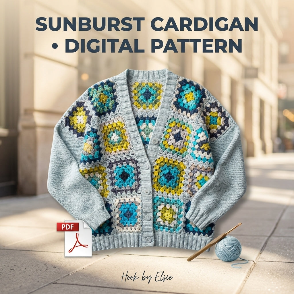 Sunburst Granny Square Cardigan Crochet Pattern