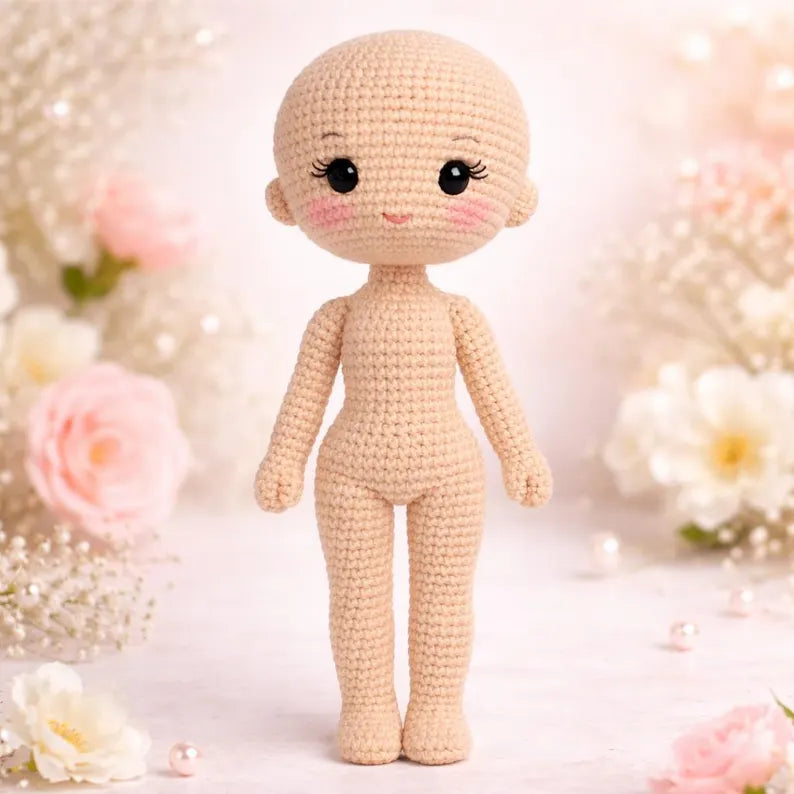 Amigurumi Crochet Doll Body Base Pattern | 10 Inch Girl Doll (PDF)