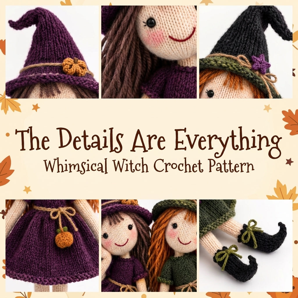 Knitted Witch Doll Pattern | Two Cottage Witches with Hats, Dresses & Curled Boots | KNITTING Pattern PDF | Instant Download