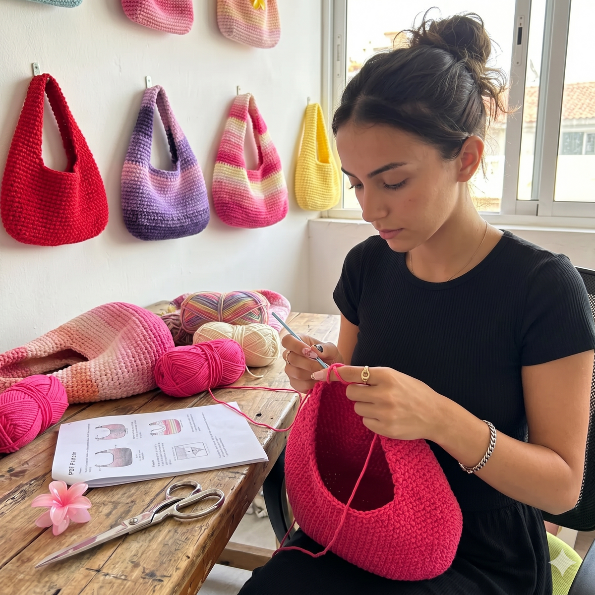 The Donut Bag (2 SIZES) by bygalk. beginner-friendly Crochet Bag Pattern with full video tutorial + step-by-step photo guides