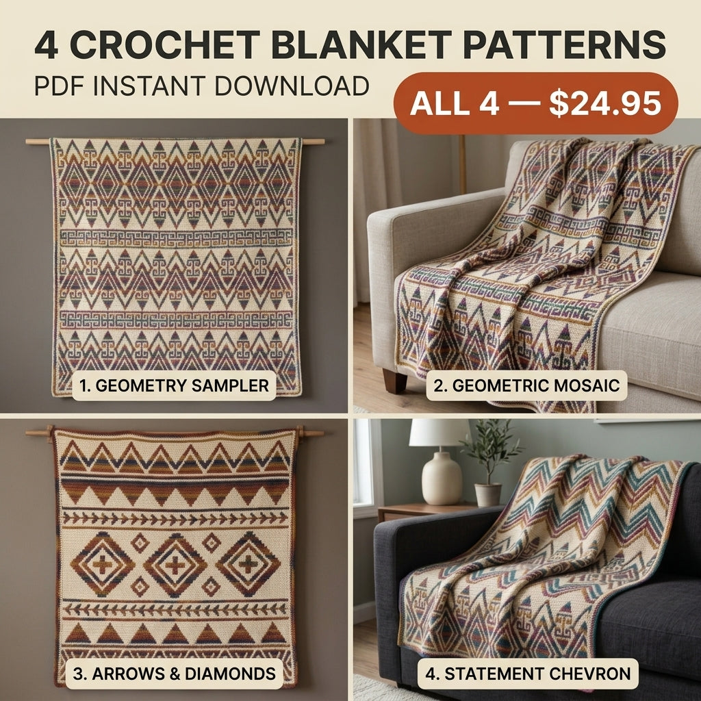 4 Best-Selling Crochet Blanket Patterns Bundle – PDF Download