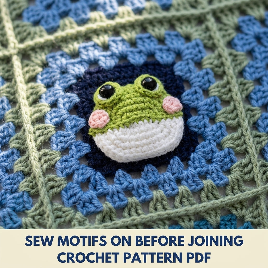 Lily Pond Granny Square Cushion Crochet Pattern PDF – Frogs, Dragonflies and Water Lilies
