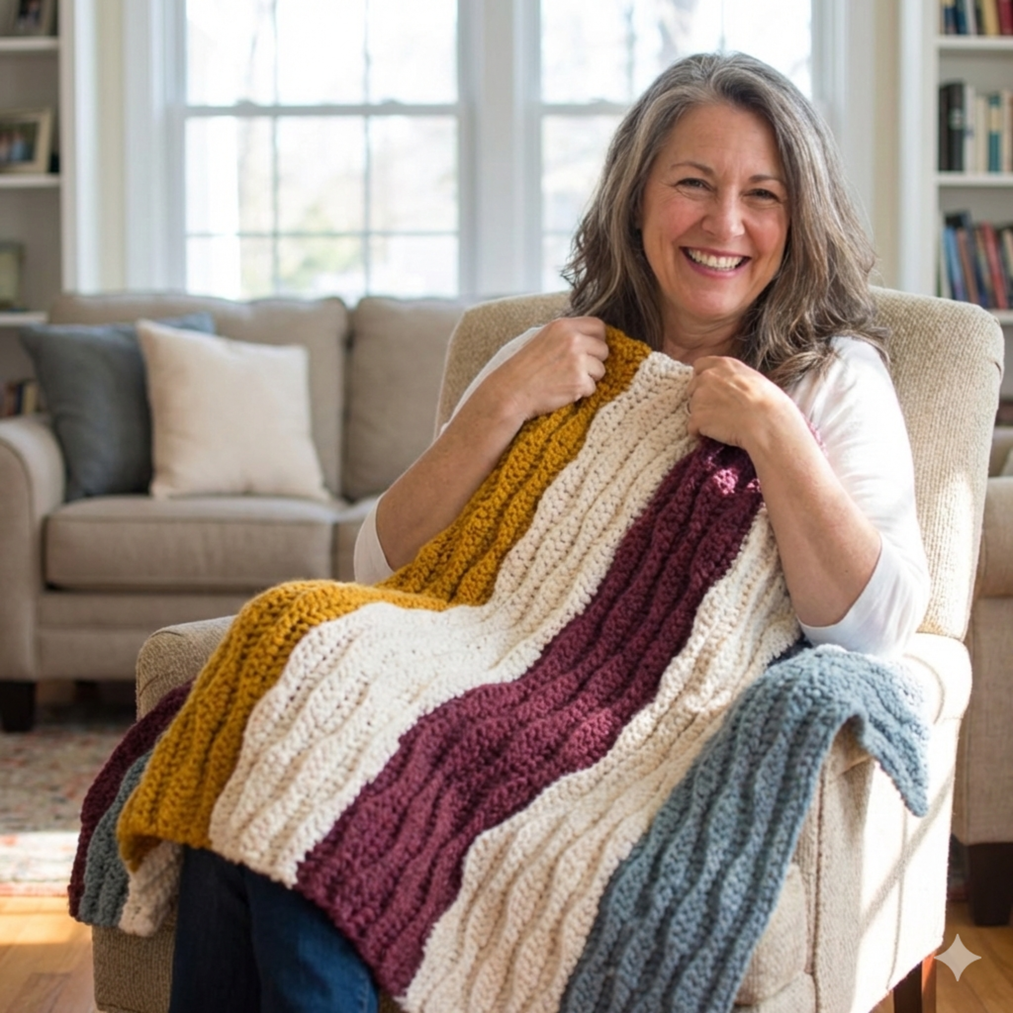 CROCHET PATTERN & Photo tutorial / Modern Crochet Blanket / The Chunky Waves Throw / Easy Crochet Afghan/ PDF Download