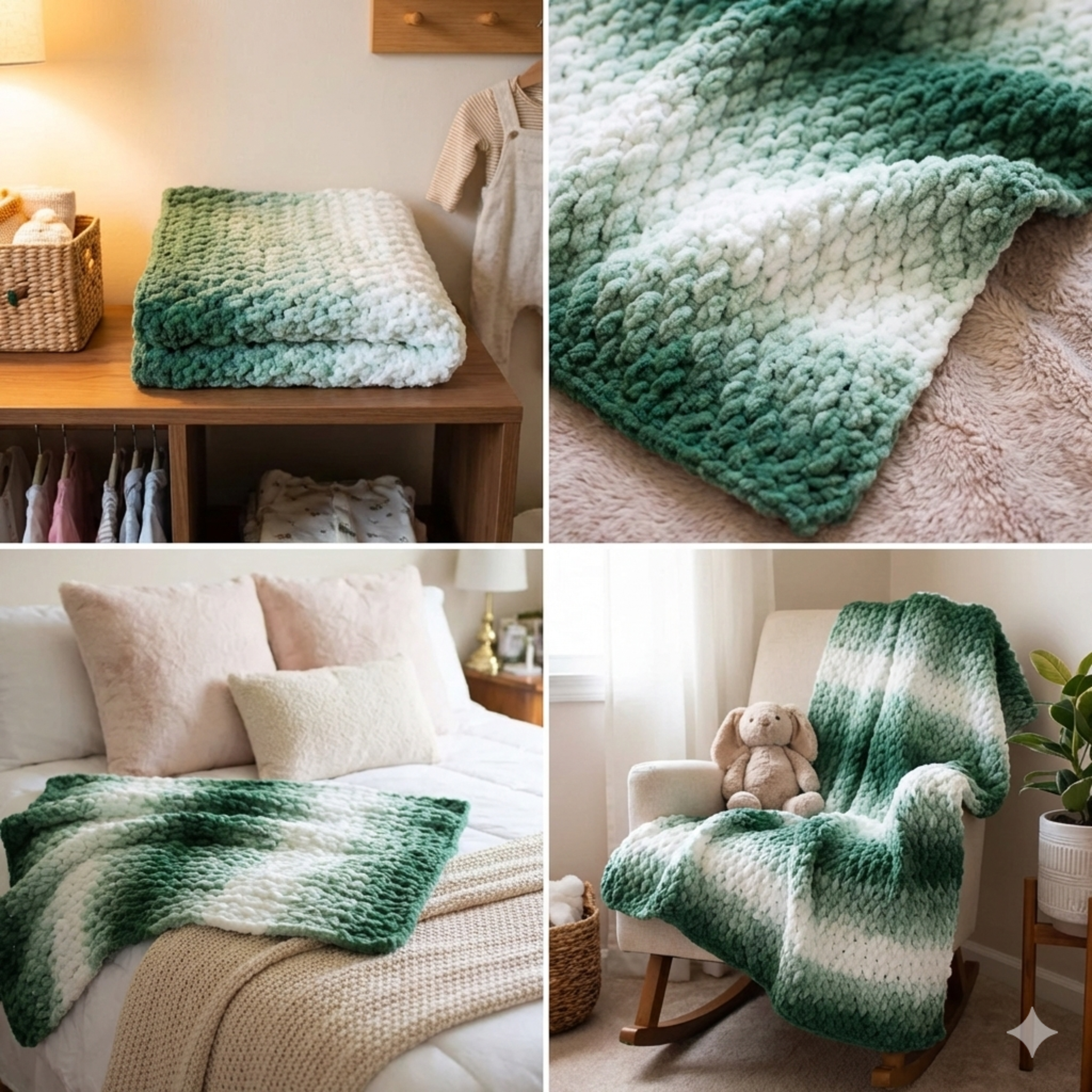 CROCHET PATTERN and video / The Original Chunky Evergreen Throw / Crochet blanket tutorial / Modern Crochet Throw / Easy PDF download