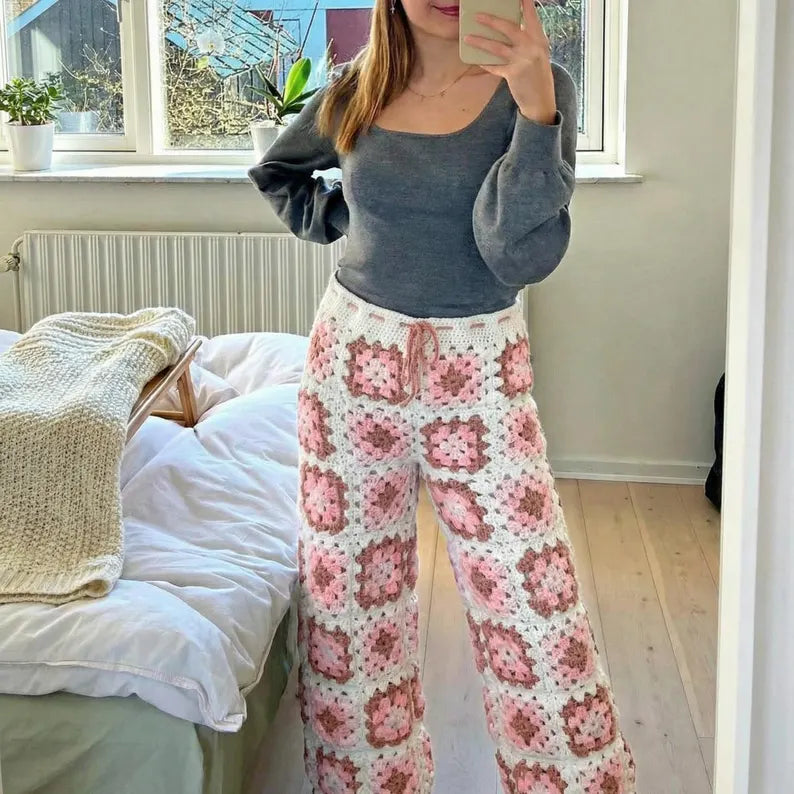 Crochet Granny Square Pants Pattern PDF | Boho High Waist Crochet Pants | Granny Square Trousers DIY | Digital Download Pattern