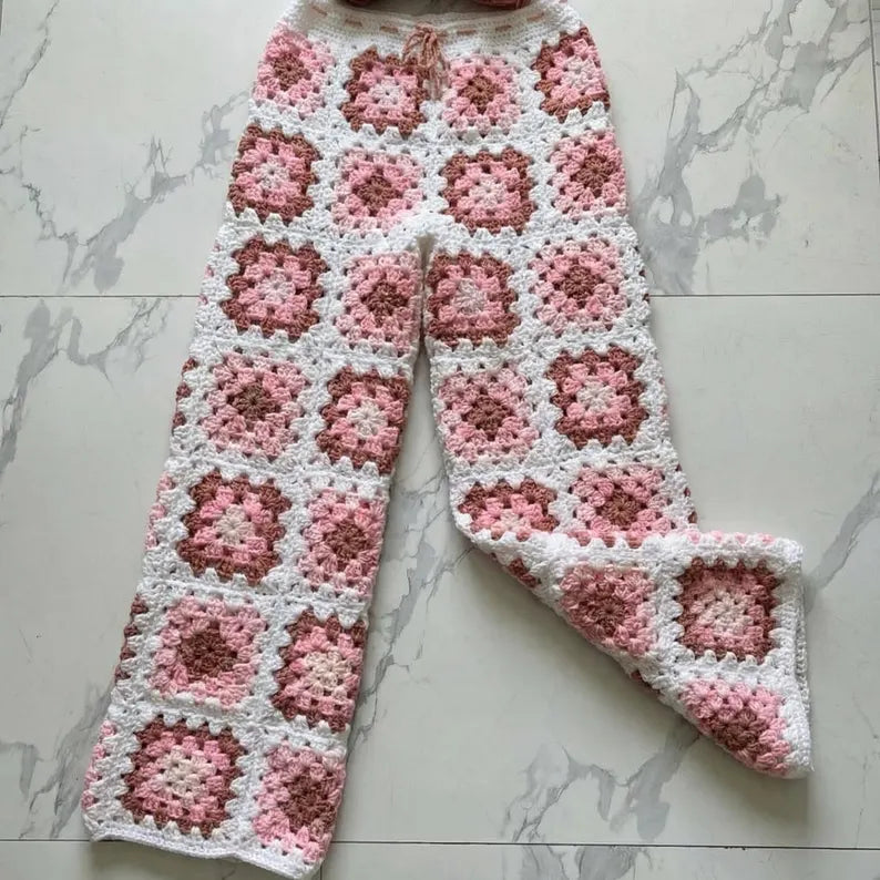 Crochet Granny Square Pants Pattern PDF | Boho High Waist Crochet Pants | Granny Square Trousers DIY | Digital Download Pattern