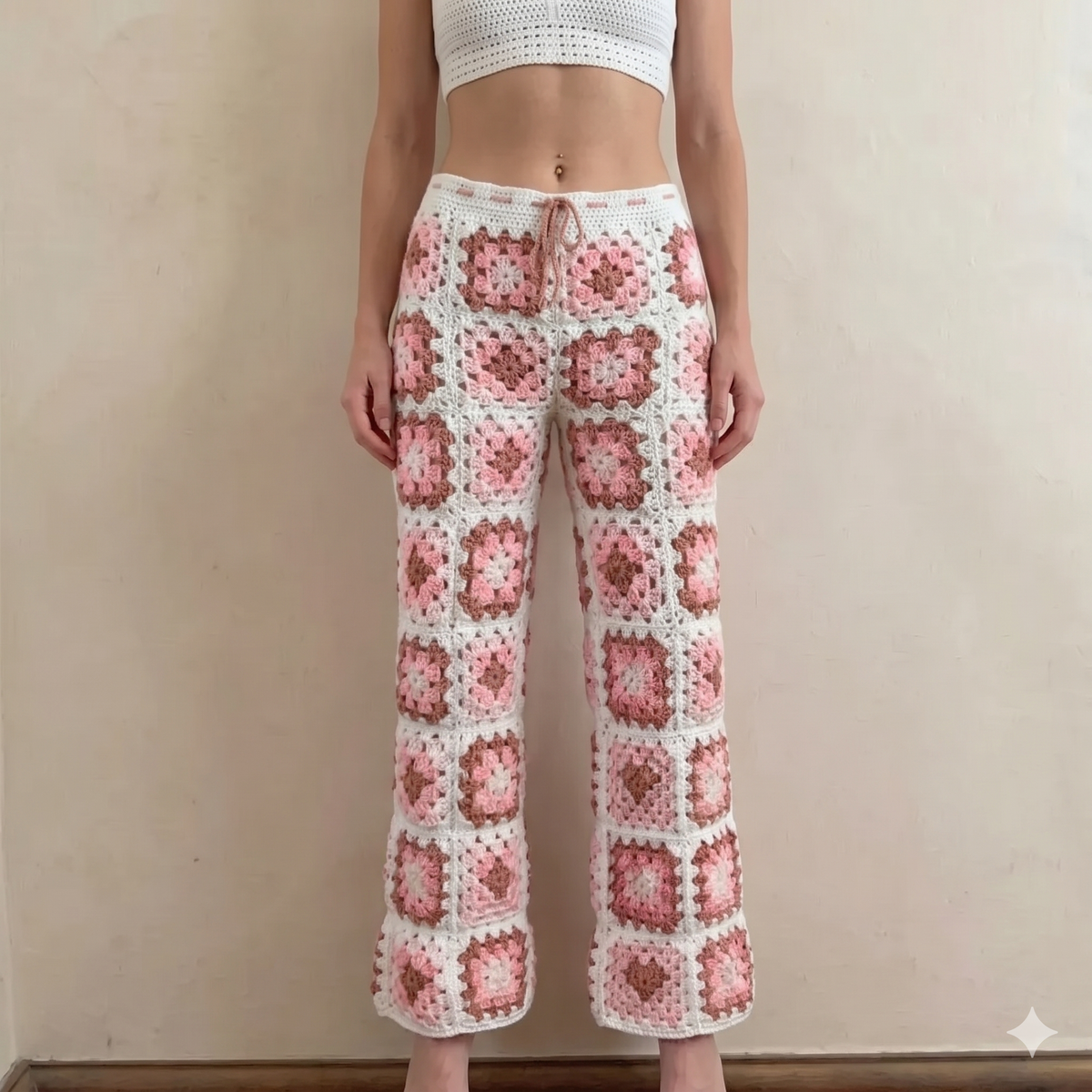 Crochet Granny Square Pants Pattern PDF | Boho High Waist Crochet Pants | Granny Square Trousers DIY | Digital Download Pattern