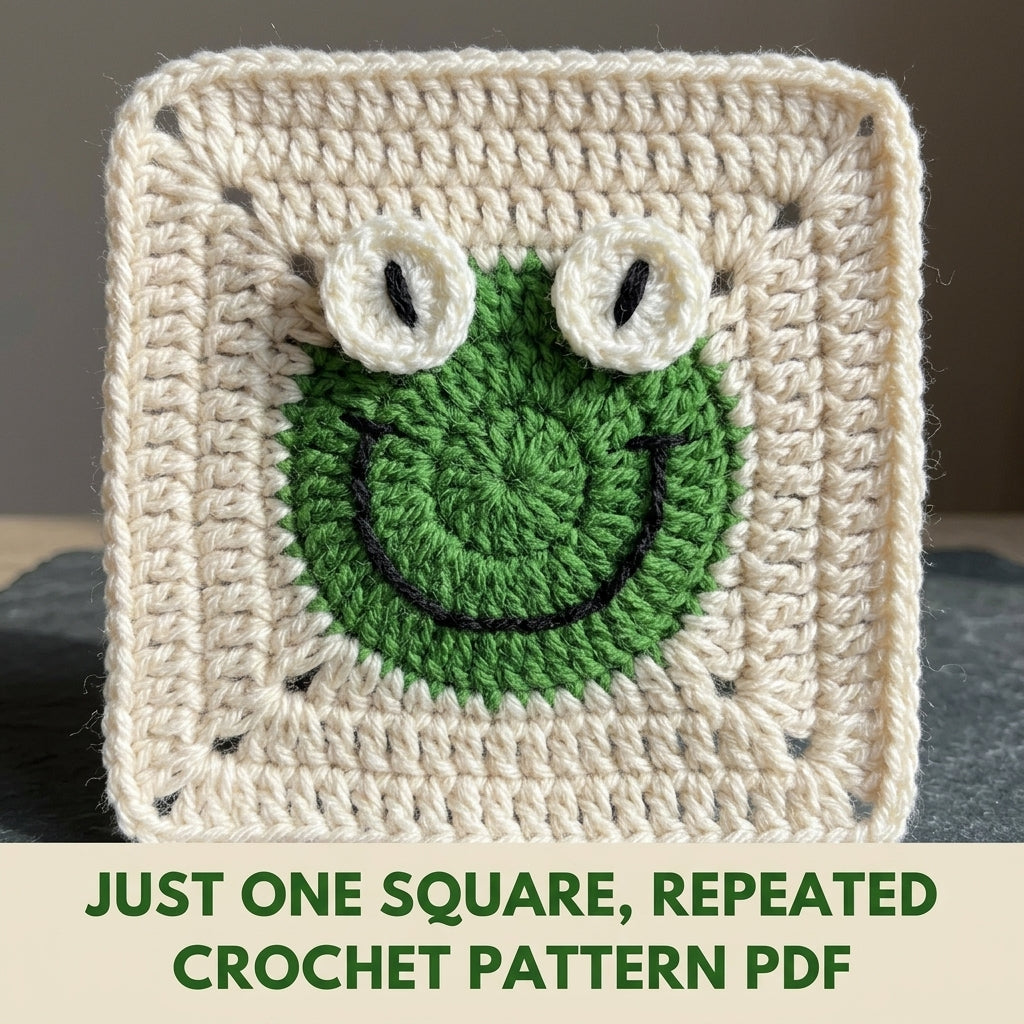 Frog Granny Square Tote Bag Crochet Pattern PDF – Cute Frog Face Shoulder Bag