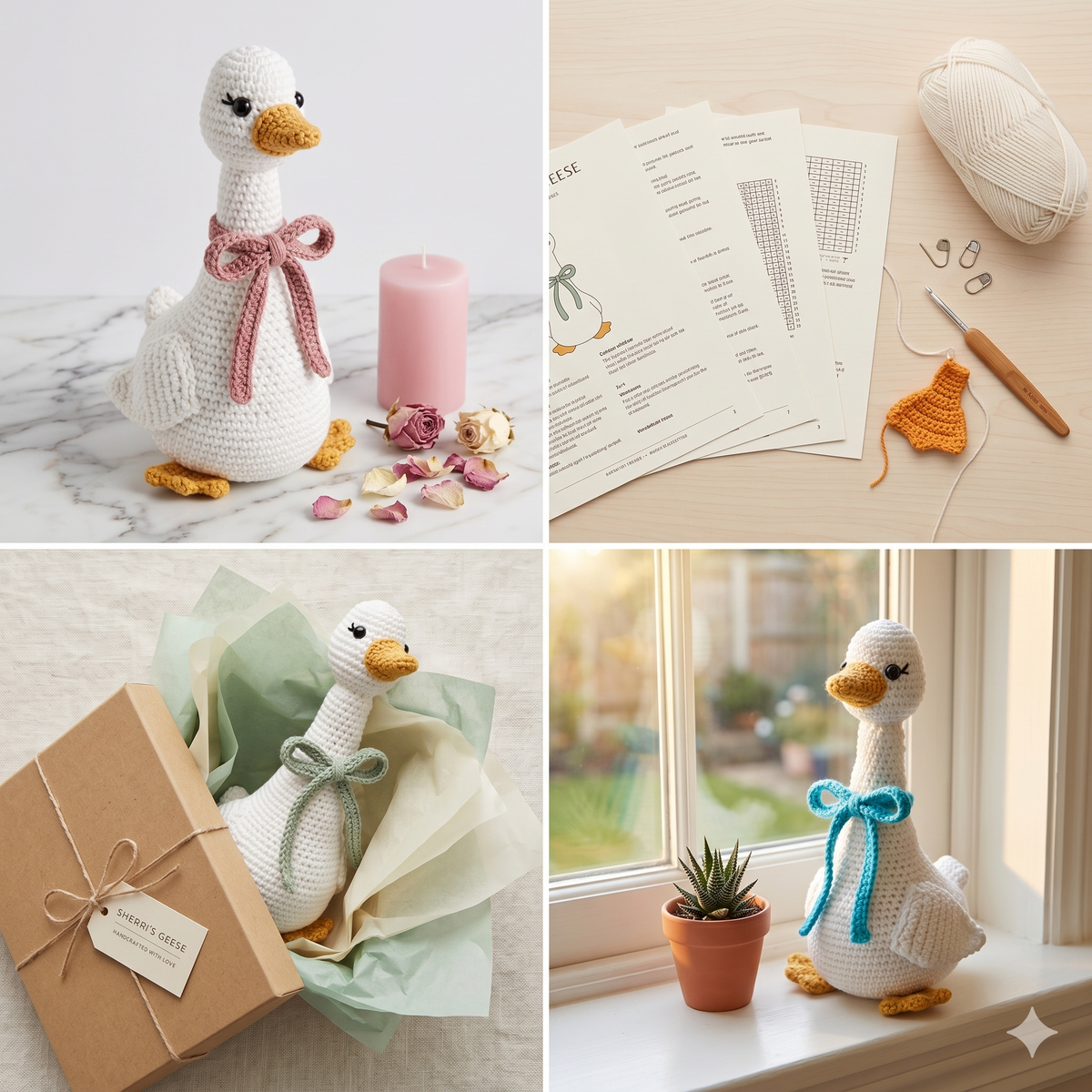 Grocery Bag Goose- English Crochet Pattern- PDF digital download- cute crochet goose, easy pattern