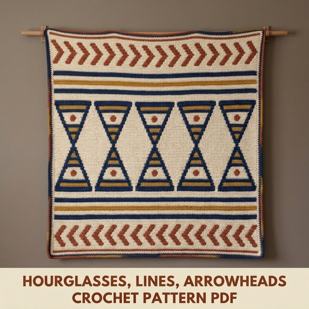 Hourglass Tapestry Crochet Wall Hanging Pattern PDF – Geometric Colourwork Wall Art