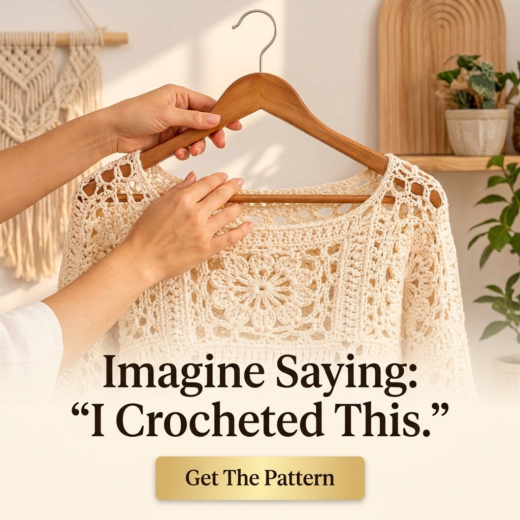 Granny Square Crop Top Crochet Pattern — Boho Lace Top with Bell Sleeves, Sizes XS–3XL, US Terms, PDF Download