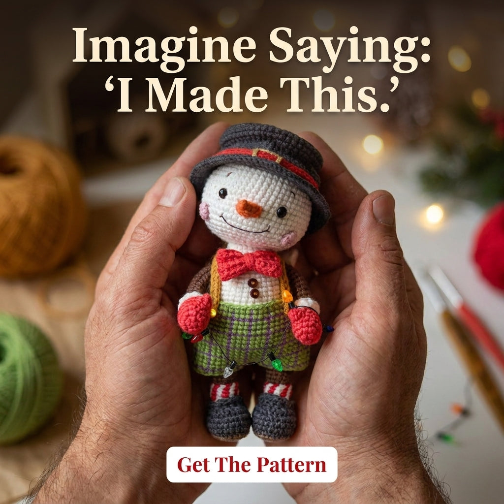Snowman Amigurumi Crochet Pattern — Dressed Christmas Doll with Removable Hat, US Terms, PDF Download