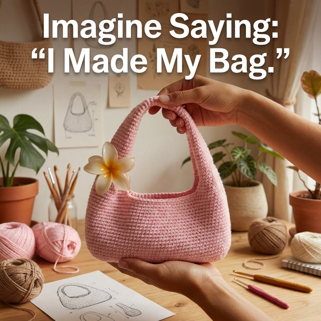 Mini Shoulder Bag Crochet Pattern | Curved Baguette Bag with Chunky Handle | Beginner Crochet Purse | PDF Instant Download