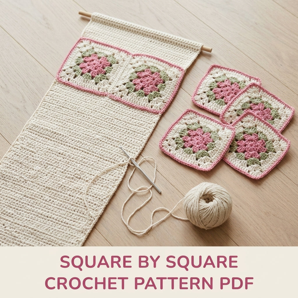 Rose Granny Door Organizer Crochet Pattern PDF – Hanging Bathroom Storage