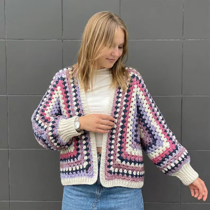 Hexagon Granny Square Cardigan Crochet Pattern PDF, Boho Oversized Cardigan Pattern, Beginner Friendly, US Terms, Instant Download