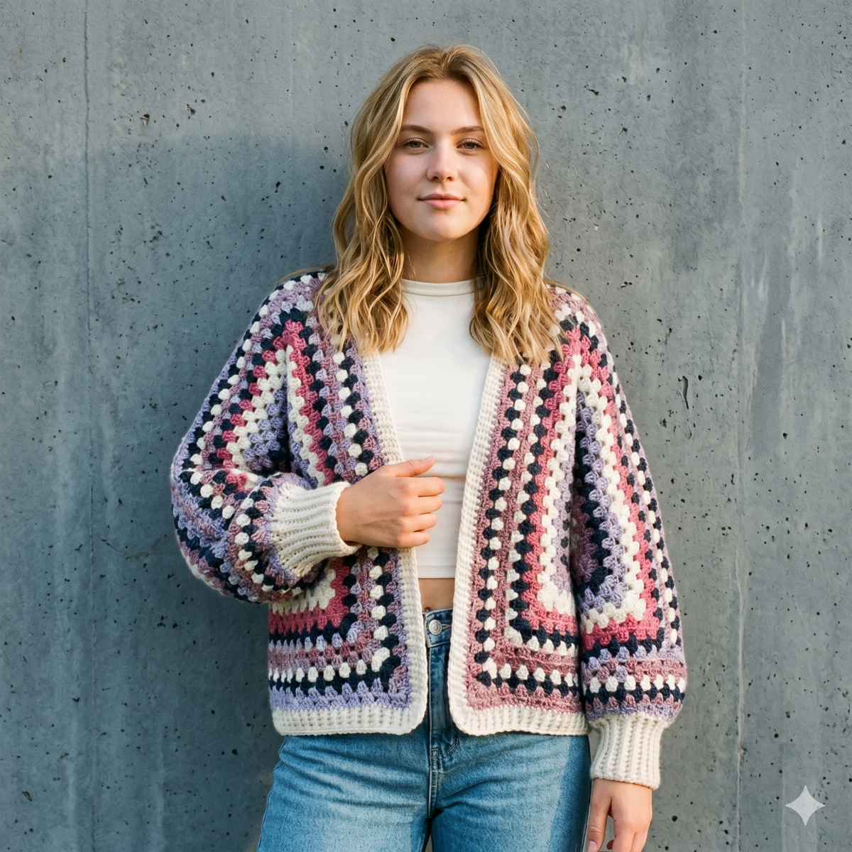 Hexagon Granny Square Cardigan Crochet Pattern PDF, Boho Oversized Cardigan Pattern, Beginner Friendly, US Terms, Instant Download
