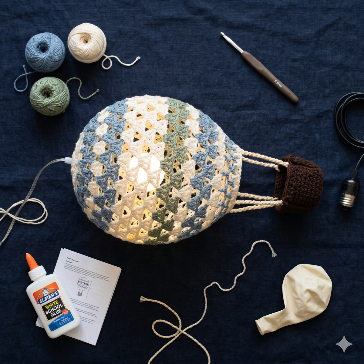 Hot Air Balloon Lamp Crochet Pattern