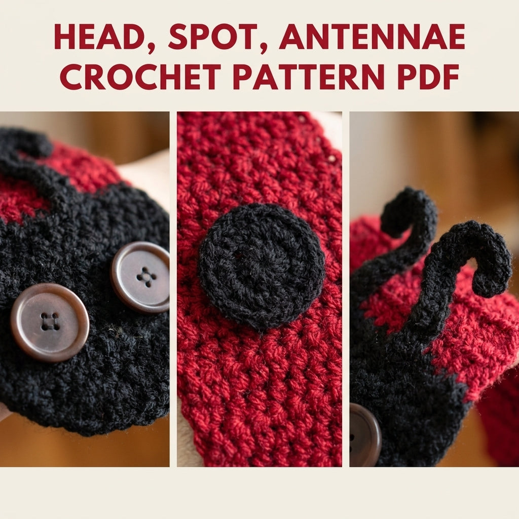 Ladybug Scarf Crochet Pattern PDF – Fun Kids Scarf with Button Eyes and Spots