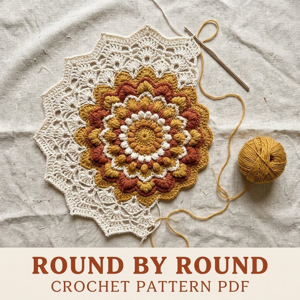 Popcorn Mandala Tassel Wall Hanging Crochet Pattern PDF – Boho Wall Decor