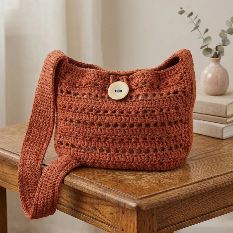 Boho Crochet Tote Bag Pattern | Textured Shoulder Market Bag DIY (PDF Download)