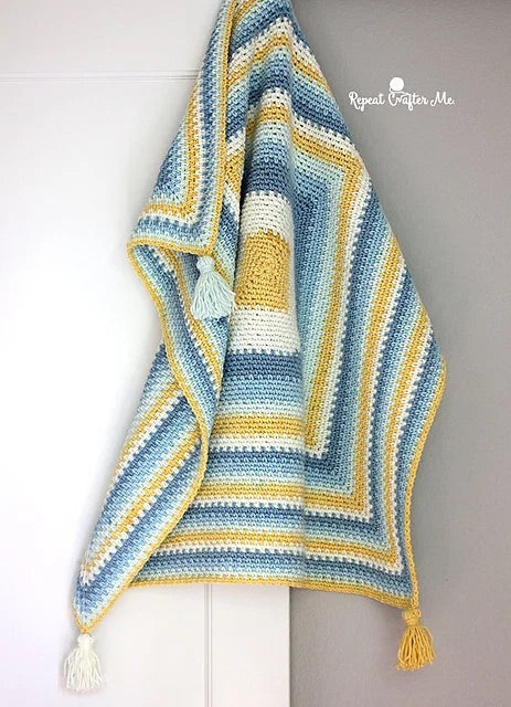 Coastal Stripes Moss Stitch Blanket Crochet Pattern
