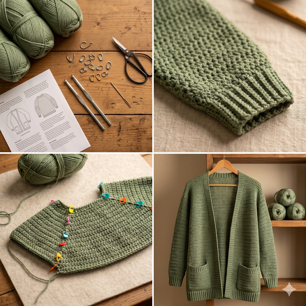 Beginner Crochet Cardigan Pattern PDF | Easy Oversized Raglan Cardigan | Step-by-Step Tutorial | XS–5XL