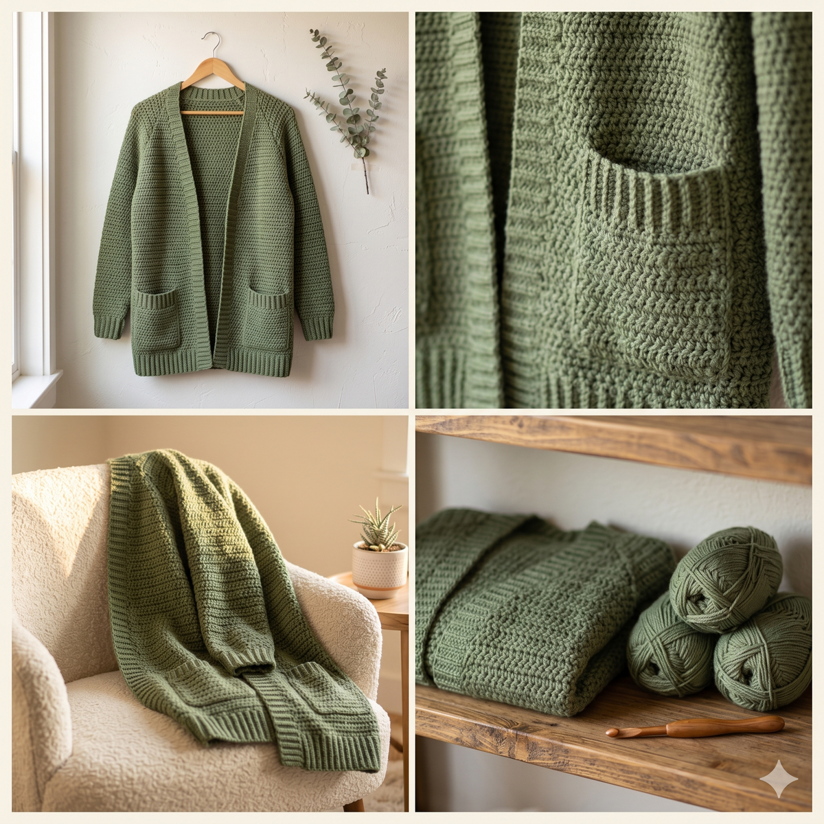 Beginner Crochet Cardigan Pattern PDF | Easy Oversized Raglan Cardigan | Step-by-Step Tutorial | XS–5XL