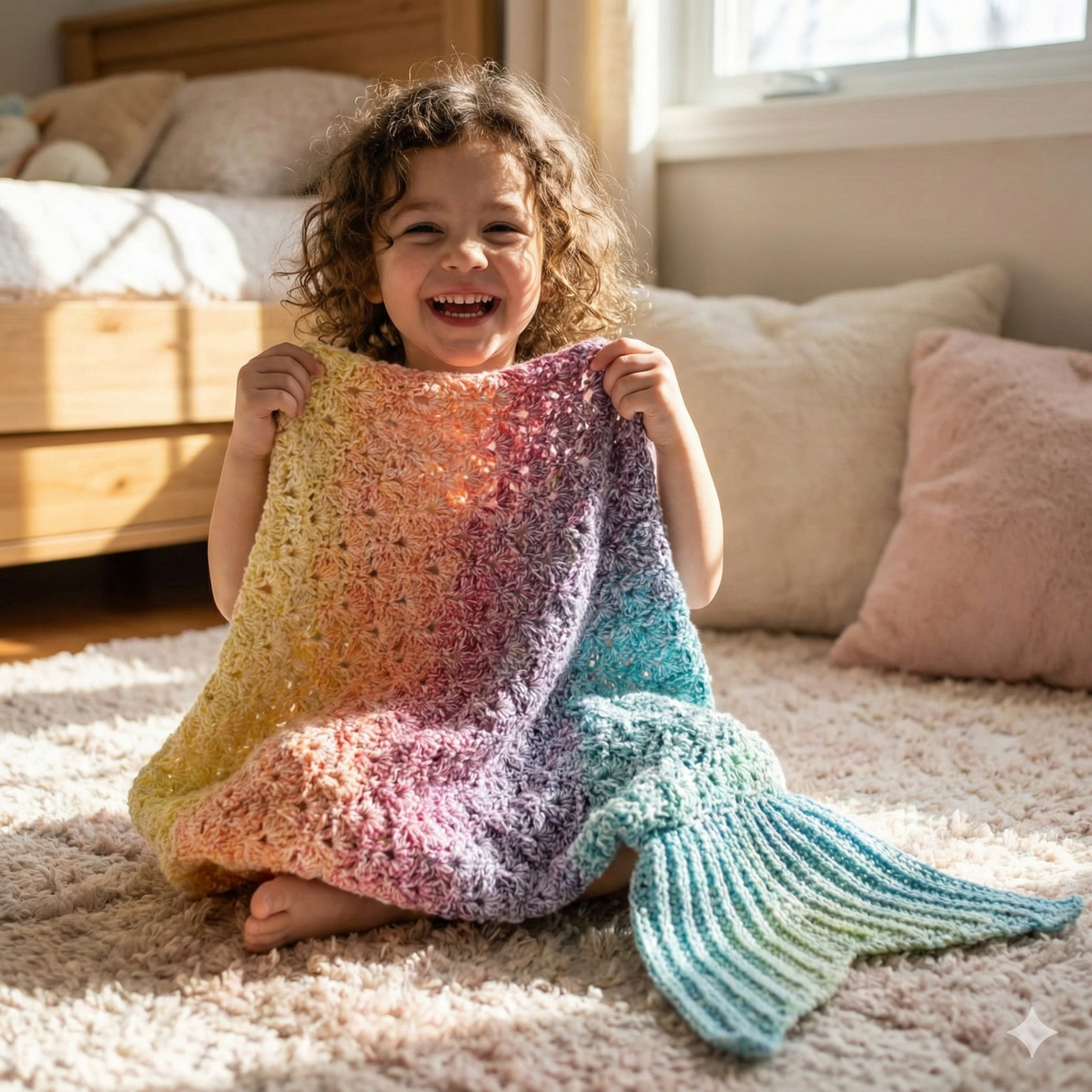 CROCHET PATTERN Rainbow Sparkle Mermaid Blanket / Mermaid tail / Ombre Mermaid / Shell Stitch Mermaid Blanket