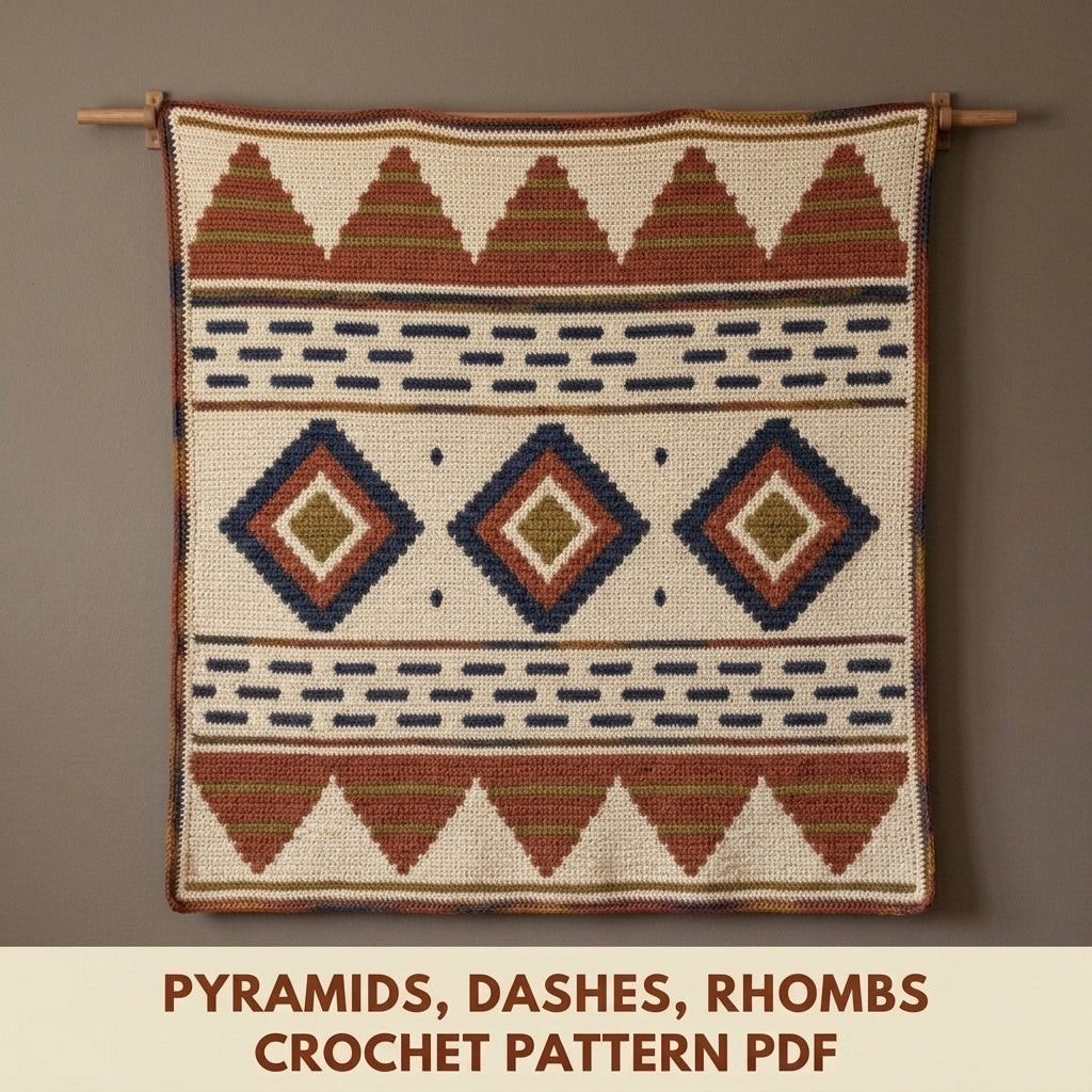Pyramid Tapestry Crochet Pattern PDF – Geometric Crochet Wall Decor