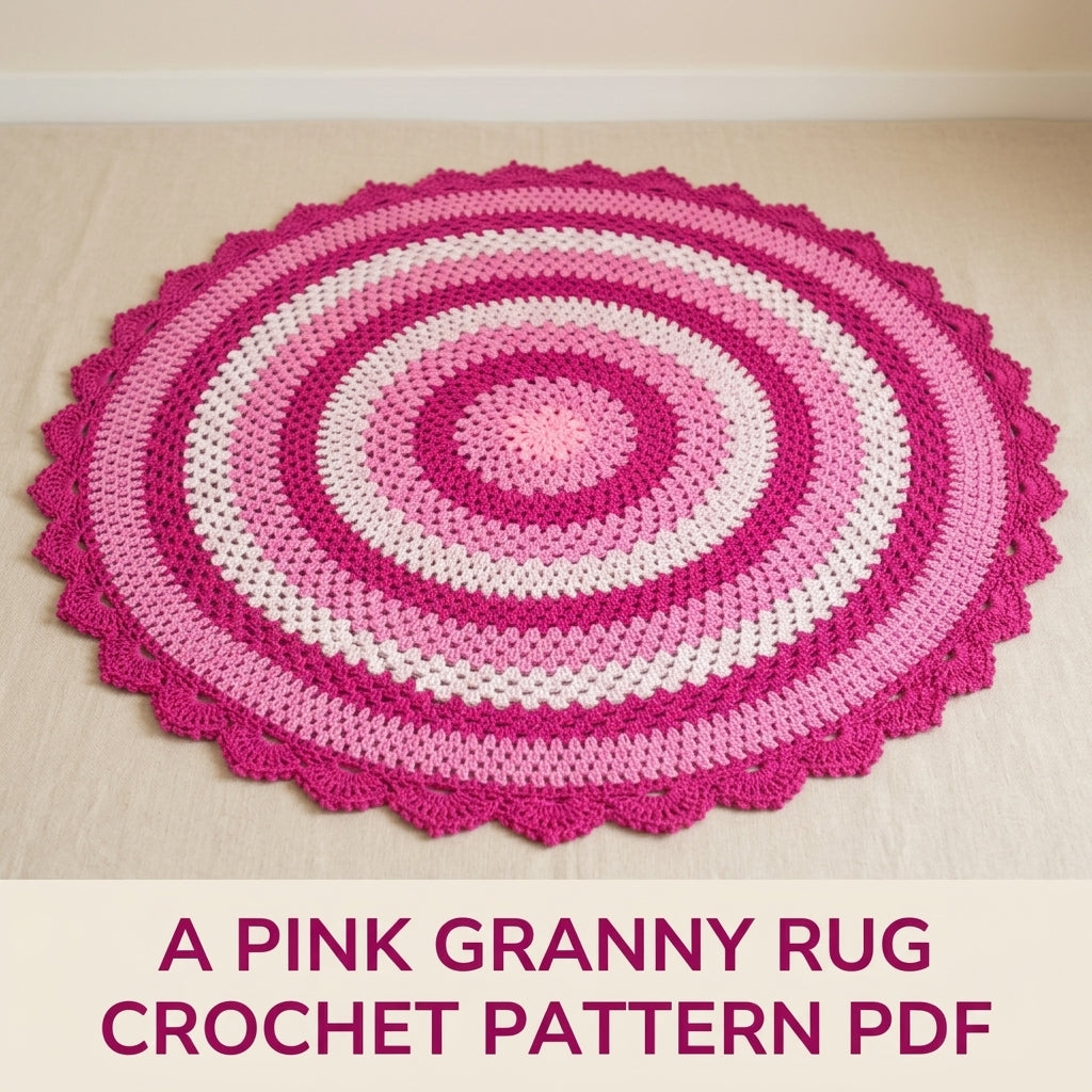 Pink Granny Round Rug Crochet Pattern PDF – Easy Round Granny Rug