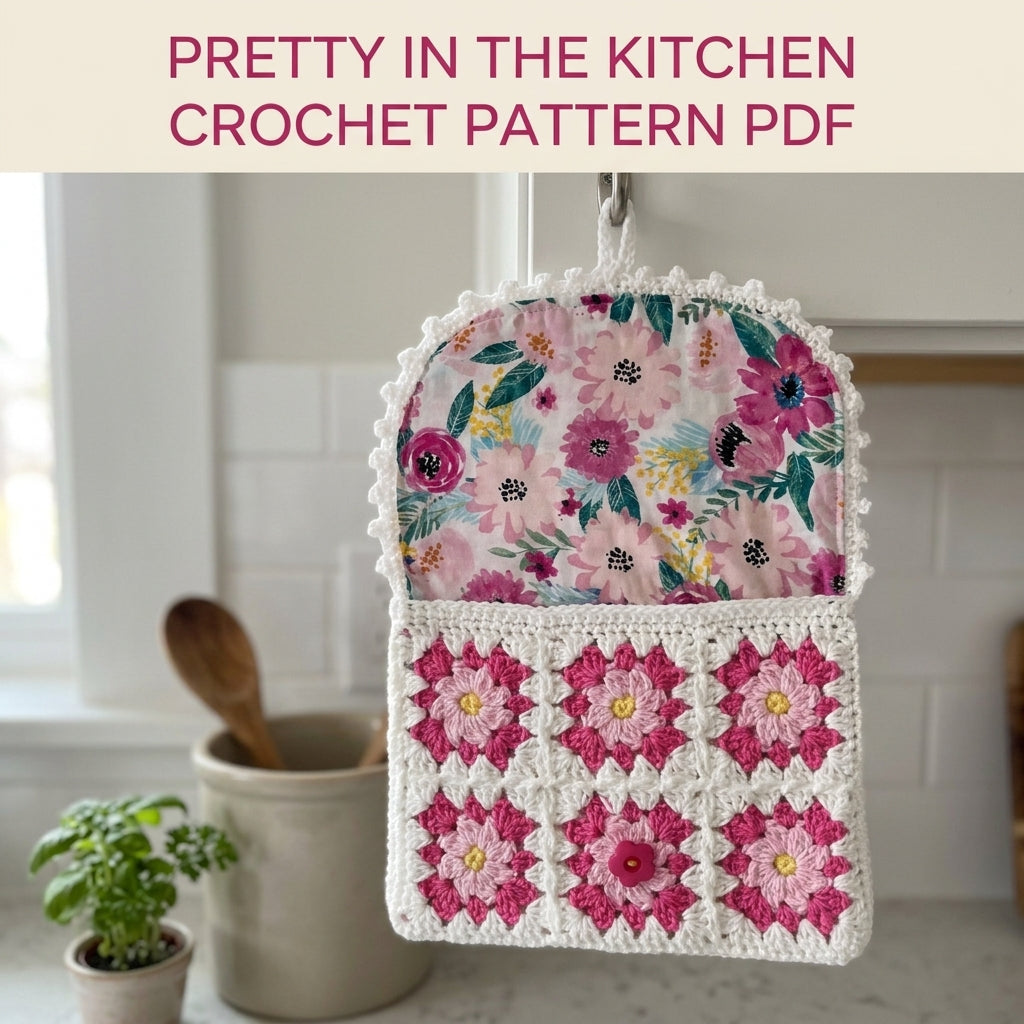 Flower Granny Pocket Pot Holder Crochet Pattern PDF – Kitchen Gift