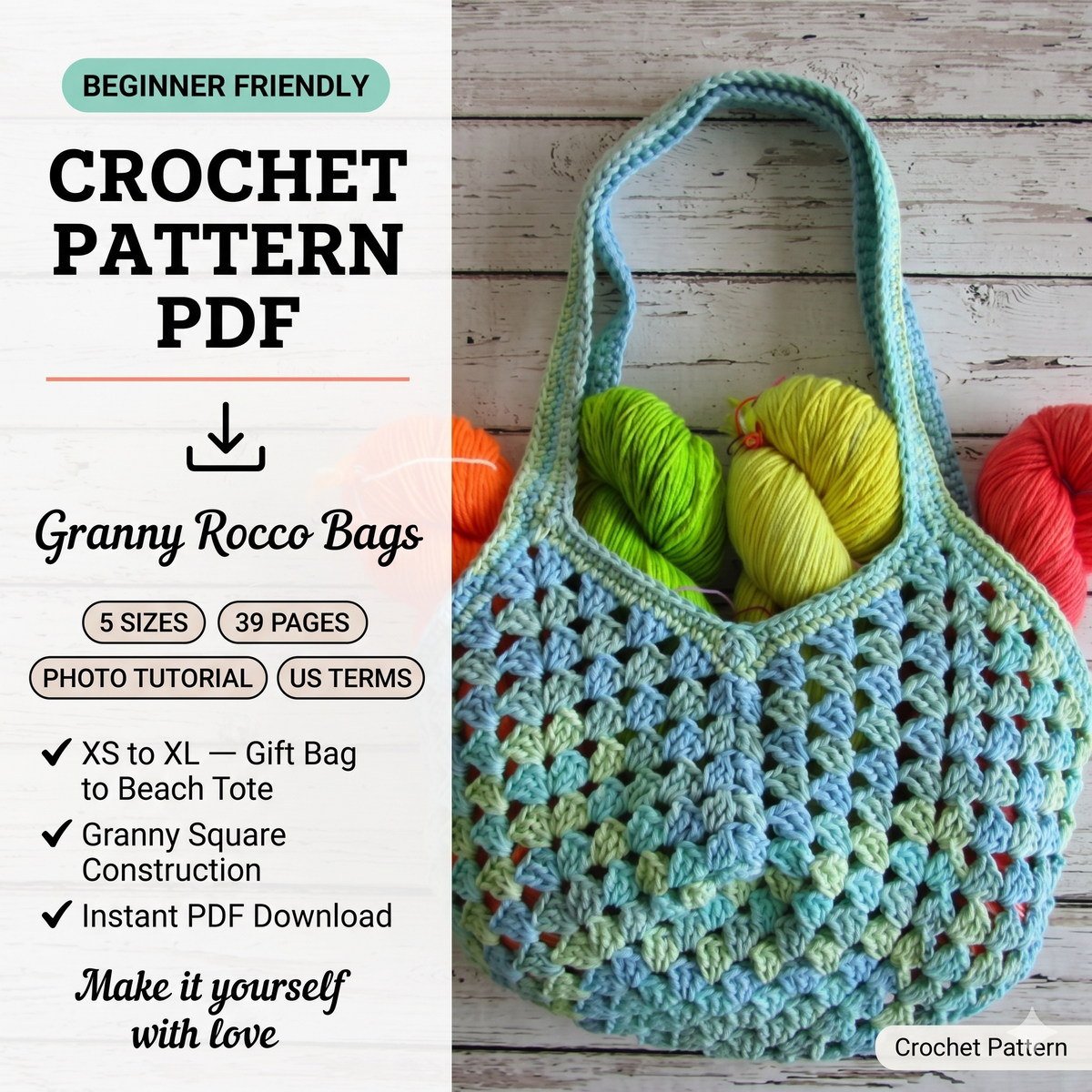 PDF Granny Rocco Bags Crochet Pattern